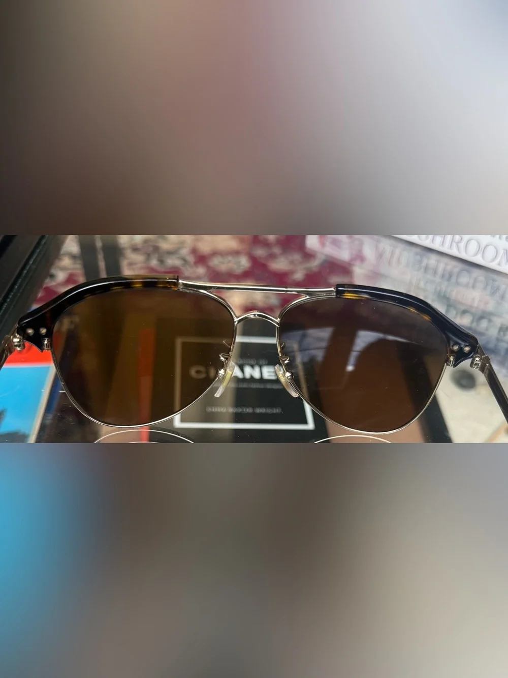 Gucci Brown Tortoiseshell Aviator Sunglasses with Gold Trim